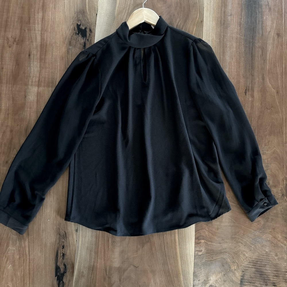 Philosophy sheer sleeve black blouse